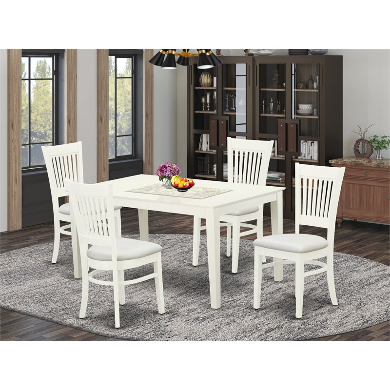 Pemberly Row 5-piece Wood Dining Set with Slatted Back in White