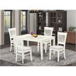 Pemberly Row 5-piece Wood Dining Set with Slatted Back in White