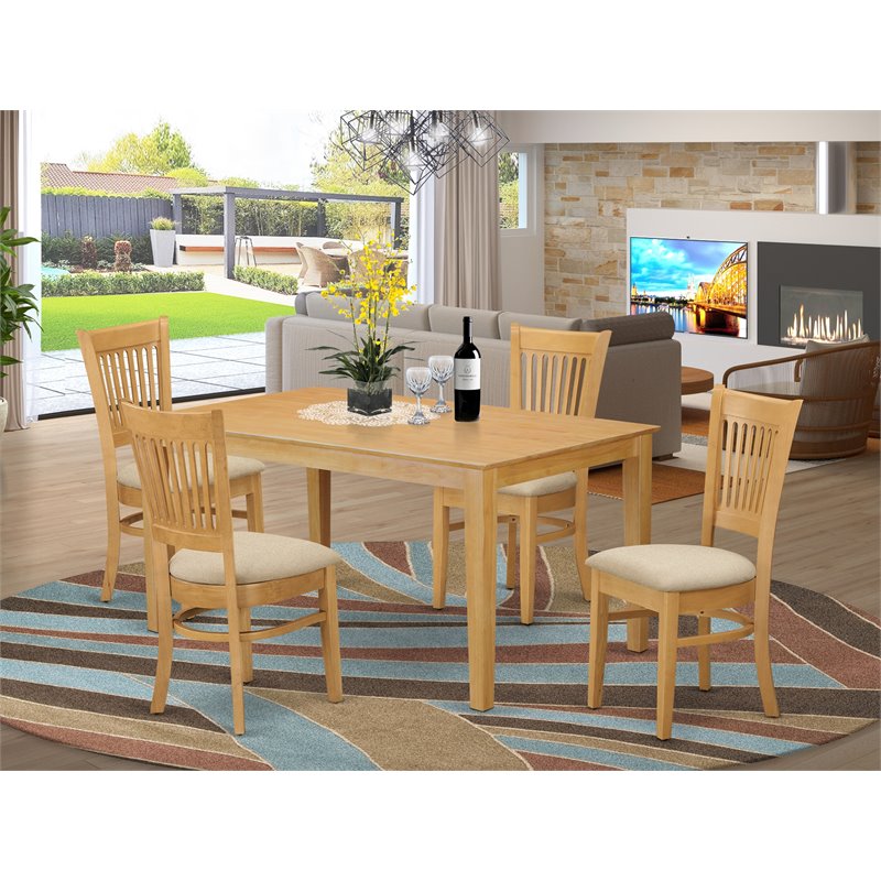 Pemberly Row 5-piece Wood Kitchen Table and Chair Set in Oak