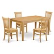 Pemberly Row Traditional 5-piece Wood Kitchen Table and Chairs in Oak