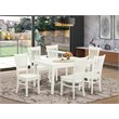 Pemberly Row 7-piece Dining Set with Wood Chairs in Linen White