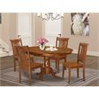 Pemberly Row Traditional 5-piece Wood Dining Set in Saddle Brown