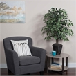 Pemberly Row 4' Artificial Variegated Ficus Bush w/ Rattan Basket in Green/White