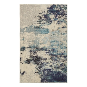 Pemberly Row 3'x5' Blue and White Fabric Modern Area Rug (3'x5')