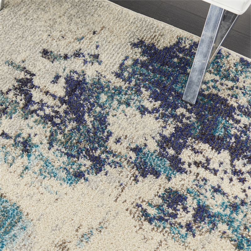 Pemberly Row 3'x5' Blue and White Fabric Modern Area Rug (3'x5')