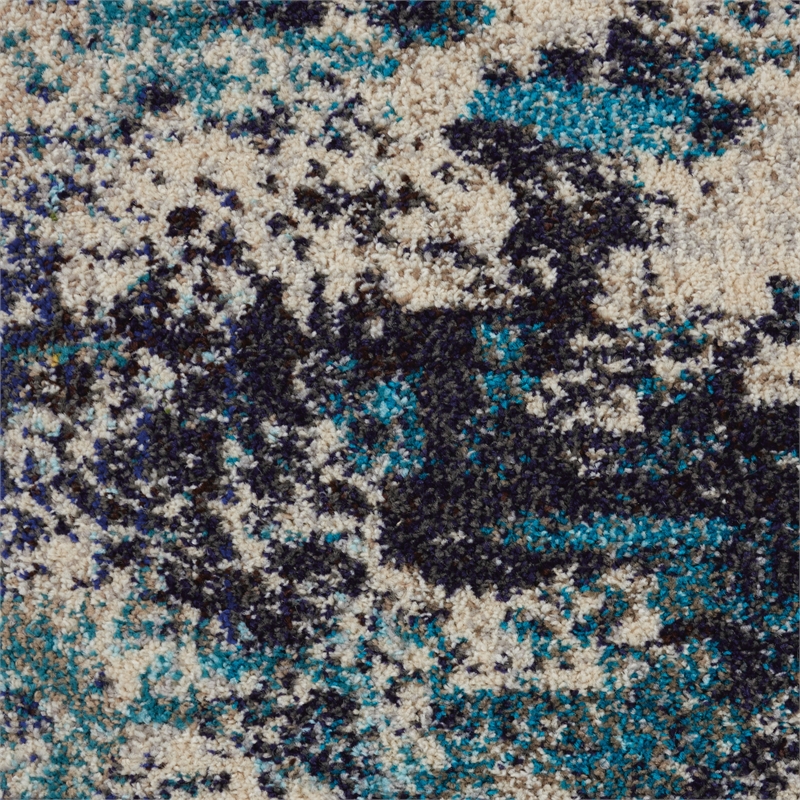 Pemberly Row 3'x5' Blue and White Fabric Modern Area Rug (3'x5')