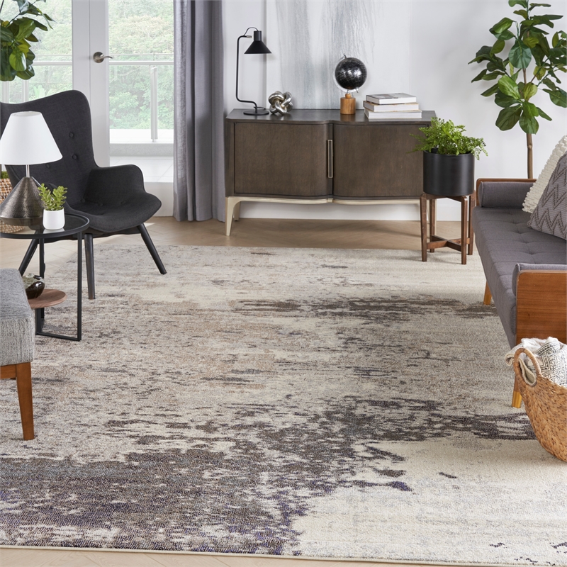 Pemberly Row Modern / Contemporary 10'x14' Ivory/Gray Indoor Rug