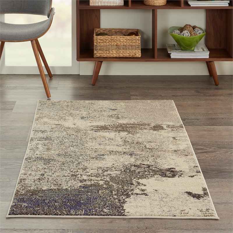 Pemberly Row Modern / Contemporary 3'x5' Ivory/Gray Indoor Rug
