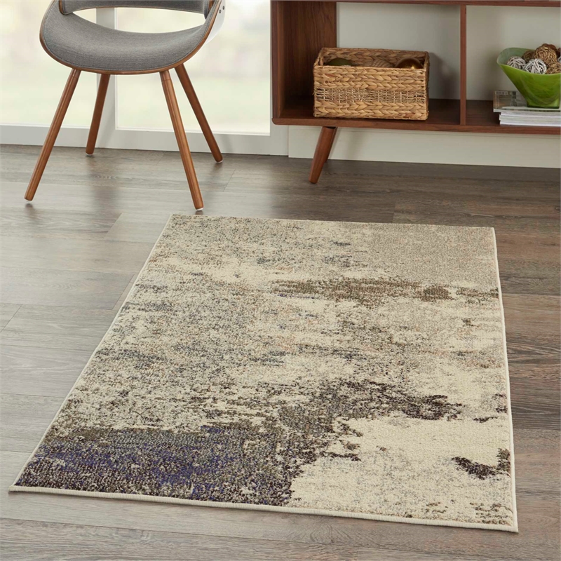 Pemberly Row Modern / Contemporary 3'x5' Ivory/Gray Indoor Rug