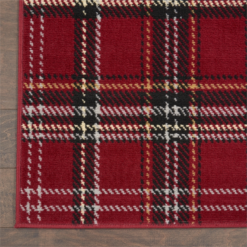Pemberly Row Contemporary 2'x4' Red Rustic Indoor Polypropylene Rug