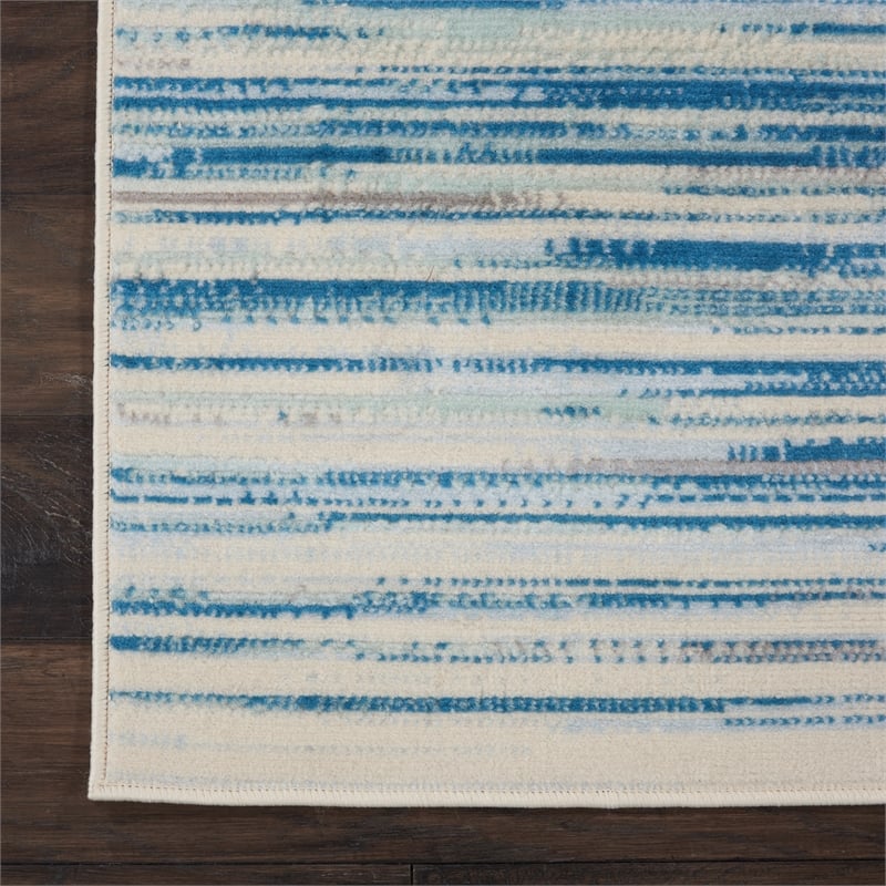 Pemberly Row Modern / Contemporary 2'x4' Blue Fabric Indoor Area Rug