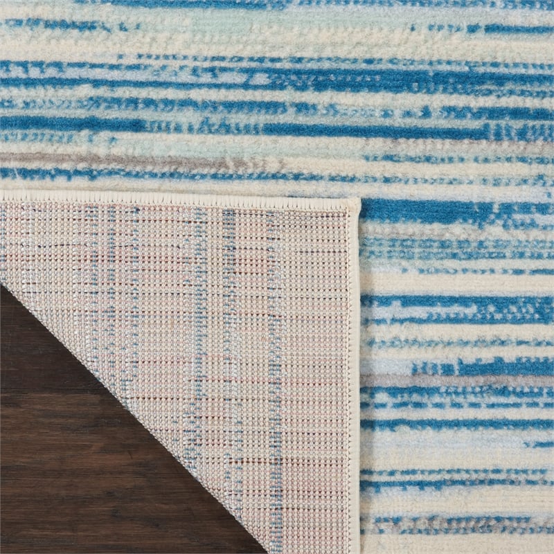 Pemberly Row Modern / Contemporary 2'x4' Blue Fabric Indoor Area Rug