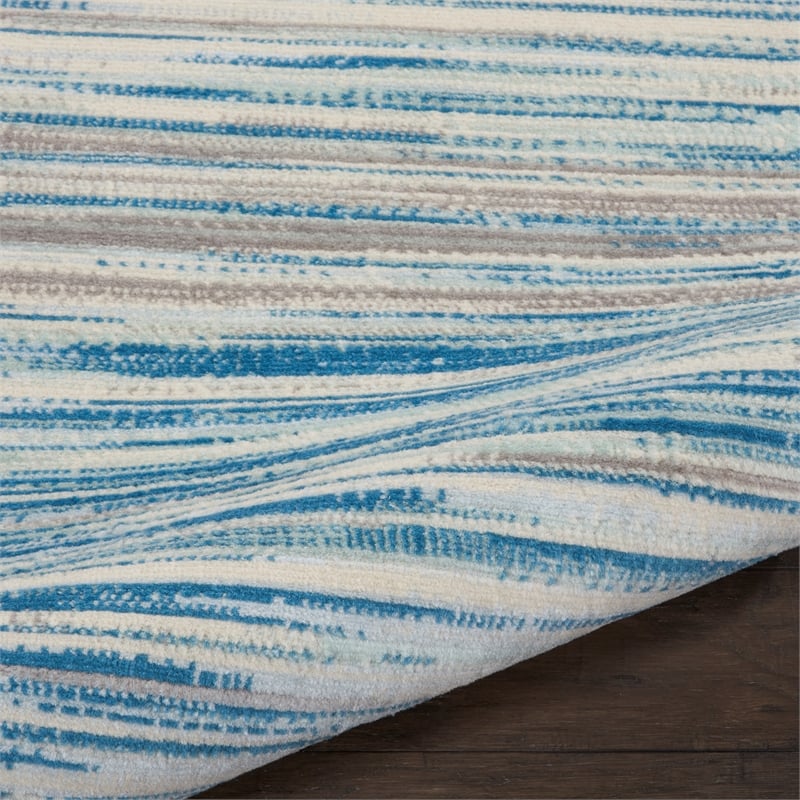 Pemberly Row Modern / Contemporary 2'x4' Blue Fabric Indoor Area Rug