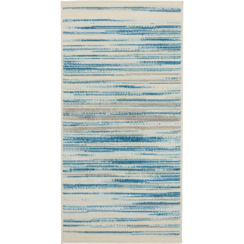 Pemberly Row Modern / Contemporary 2'x4' Blue Fabric Indoor Area Rug