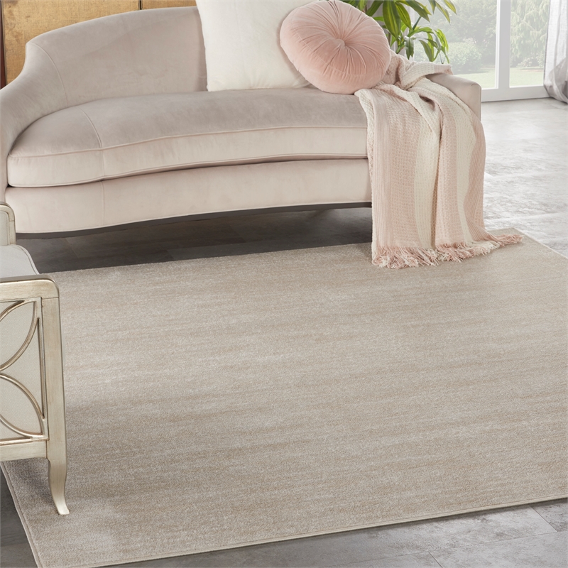 Pemberly Row Contemporary 5' Square Ivory Beige Indoor/Outdoor Rug