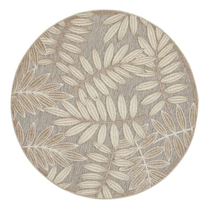Pemberly Row 5'3&quotxRound Natural Indoor/Outdoor Polypropylene Rug