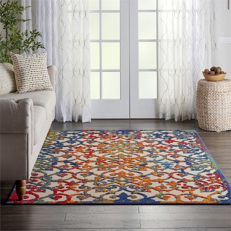 Pemberly Row 6'x9' Multicolor Indoor/Outdoor Polypropylene Rug