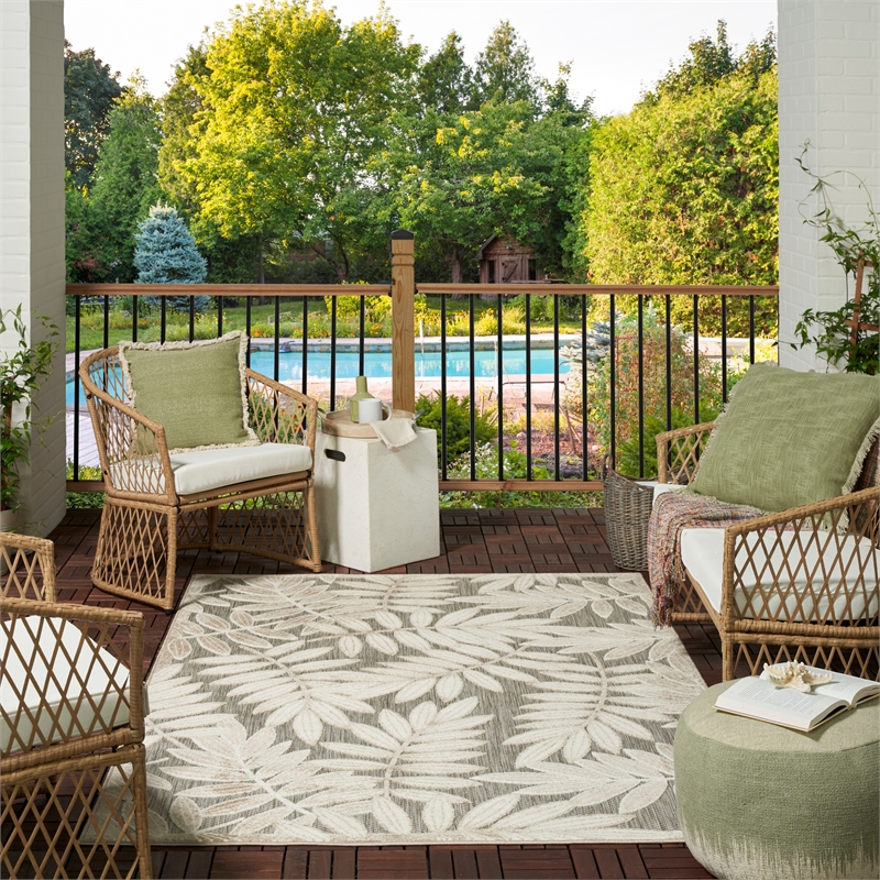 Pemberly Row Contemporary 6'x9' Natural Indoor/Outdoor Polypropylene Rug