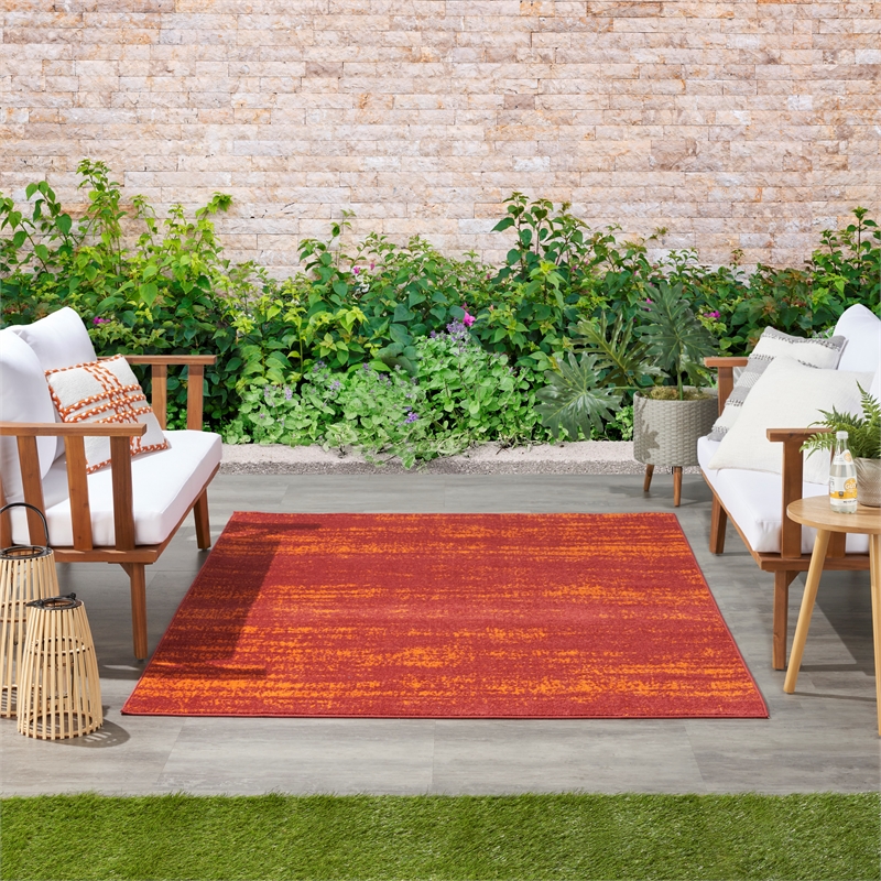 Pemberly Row Modern / Contemporary 6'x9' Red Finish Plush Rug