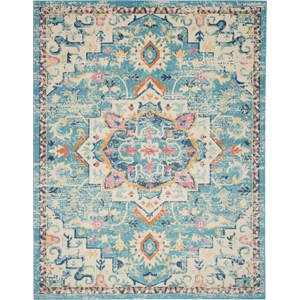 Pemberly Row 8'x10' Ivory/Light Blue Bohemian Indoor Polypropylene Rug