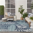 Pemberly Row Contemporary Home Garden Oasis 9'x12' Navy Area Rug