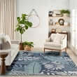 Pemberly Row Contemporary Home Garden Oasis 9'x12' Navy Area Rug