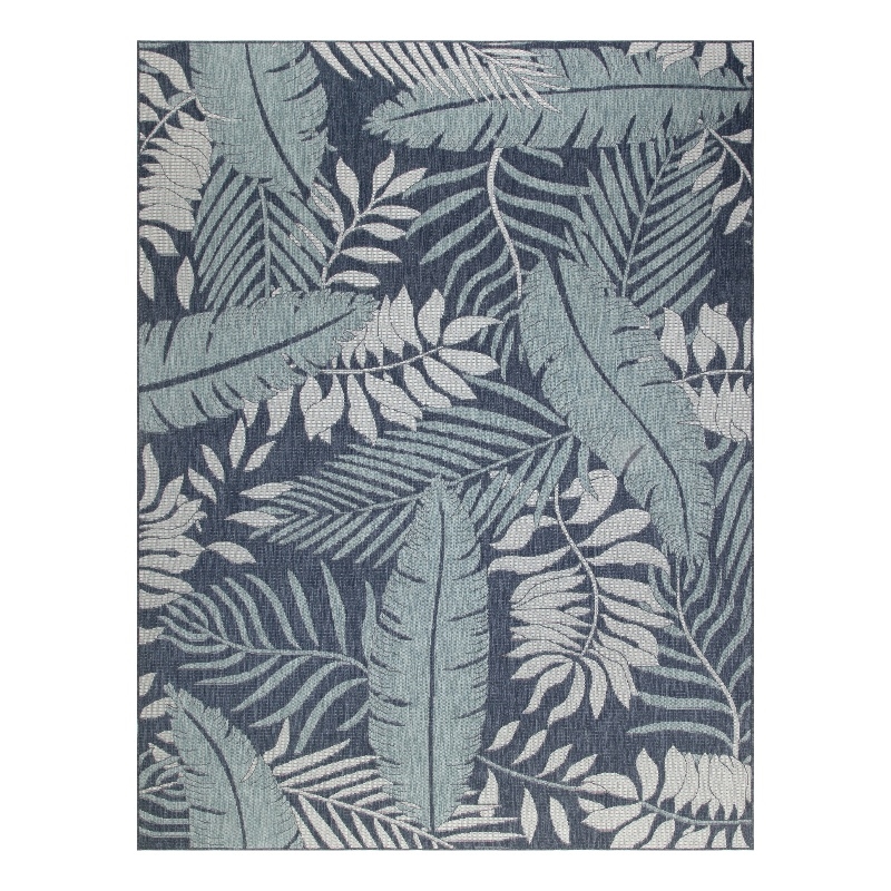 Pemberly Row Contemporary Home Garden Oasis 9'x12' Navy Area Rug