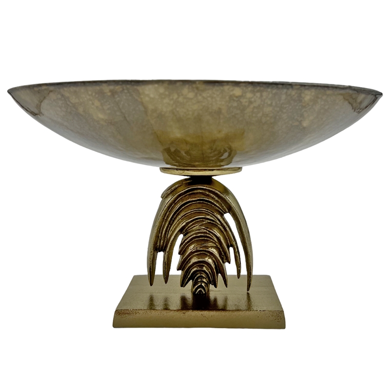 Pemberly Row Contemporary Decorative Aluminum Entryway Bowl in Gold