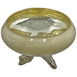 Pemberly Row 14-inch Wide Handmade Aluminum and Glass Artistic Round Bowl Brown