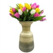 Pemberly Row Decorative Handmade Glass Modern Jug Flower Vase in Green