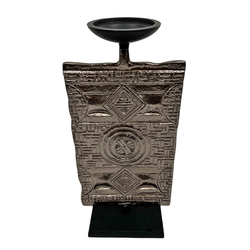 Pemberly Row Decorative Handmade Aluminum Artistic Candle Holder in Bronze