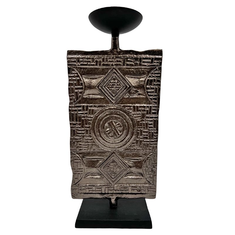 Pemberly Row Decorative Handmade Aluminum Artistic Candle Holder in Bronze