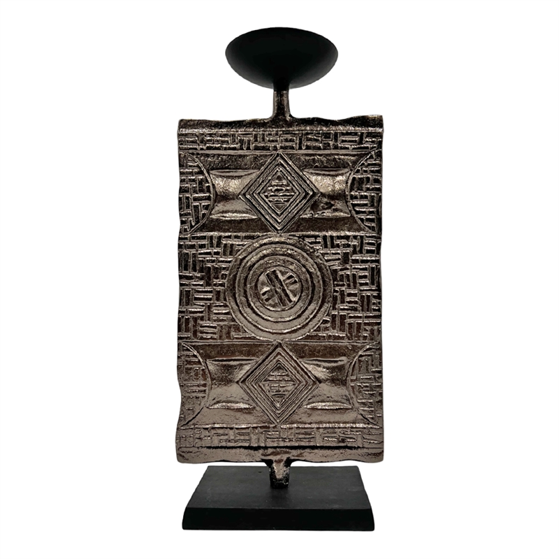 Pemberly Row Decorative Handmade Aluminum Artistic Candle Holder in Bronze