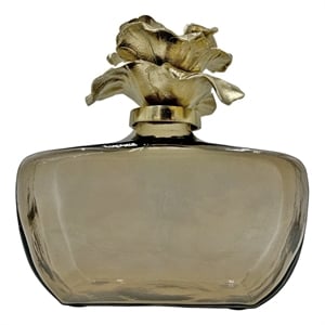 Pemberly Row Decorative Handmade Aluminum & Glass Perfume Bottle Sculpture Gold