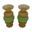 Pemberly Row Set of 2 Decorative Handmade Glass Bubble Flower Vases Green Brown