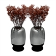 Pemberly Row Set of 2 Decorative Handmade Glass Flower Vases in Black and Silver