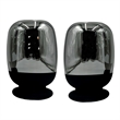 Pemberly Row Set of 2 Decorative Handmade Glass Flower Vases in Black and Silver