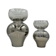 Pemberly Row Set of 2 Decorative Handmade Glass Vases for Flowers in Silver