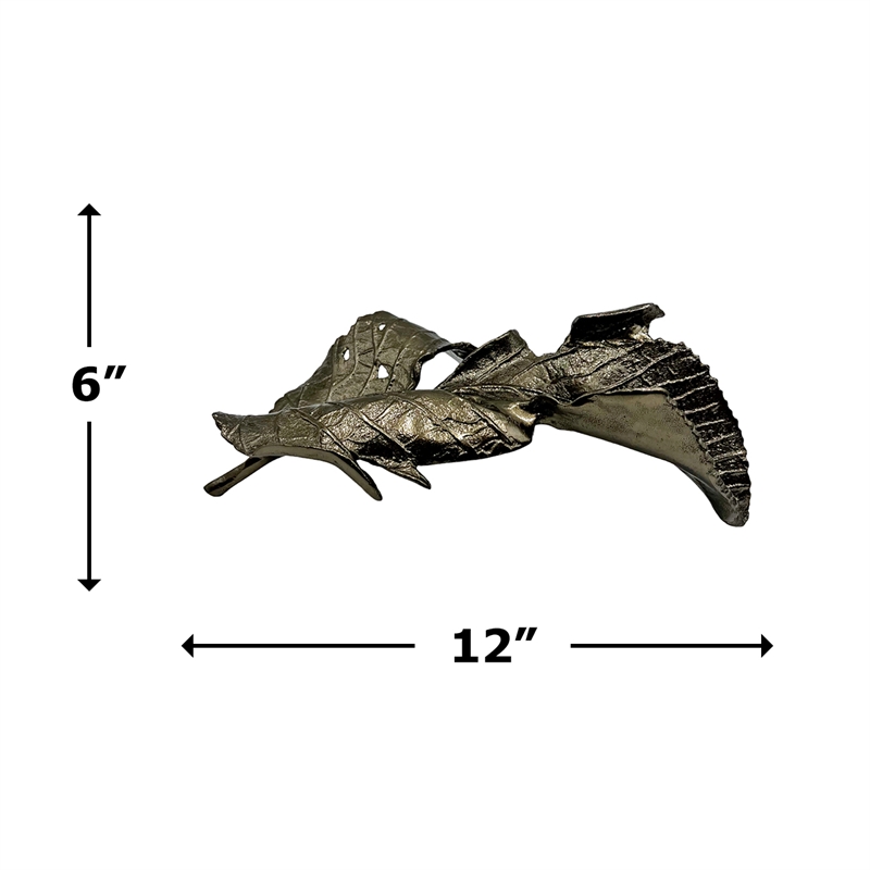 Pemberly Row Decorative Handmade Aluminum Modern Abstract Leaf Sculpture Bronze