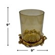 Pemberly Row 9-inch Tall Handmade Aluminum and Glass Candle Holder in Brown
