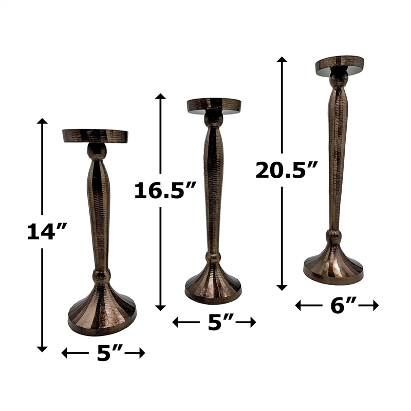 Pemberly Row Set of 3 Decorative Handmade Artistic Candle Holder in Brown