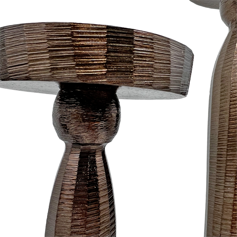 Pemberly Row Set of 3 Decorative Handmade Artistic Candle Holder in Brown