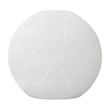 Pemberly Row 8-inch Wide Decorative Handmade Glass Round Flower Vase in White