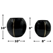 Pemberly Row Set of 2 Decorative Handmade Glass Round Flower Vase in Black