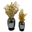 Pemberly Row Set of 2 Decorative Handmade Glass Flower Vases in Black and Silver