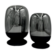 Pemberly Row Set of 2 Decorative Handmade Glass Flower Vases in Black and Silver