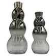 Pemberly Row Set of 2 Decorative Handmade Bubble Flower Vases in Black & Silver