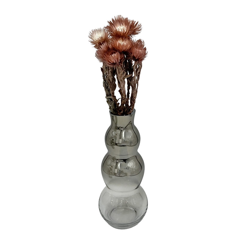 Pemberly Row Set of 2 Decorative Handmade Bubble Flower Vases in Black & Silver