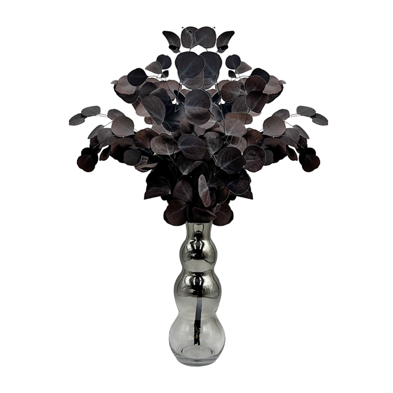Pemberly Row Set of 2 Decorative Handmade Bubble Flower Vases in Black & Silver