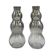 Pemberly Row Set of 2 Decorative Handmade Bubble Flower Vases in Black & Silver